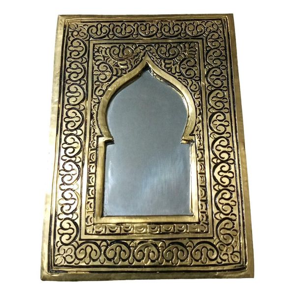 Moroccan  Small Bronze Hand Mirror Decoration Door shape