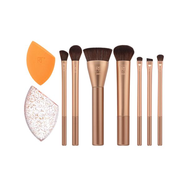 Real Techniques Wrapped In Glow Brush + Sponge Kit, 9 Piece Limited Edition Gift Set