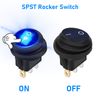 5Pcs Round Toggle Switch ON/OFF SPST Blue LED Light 12V Car Auto Boat Waterproof