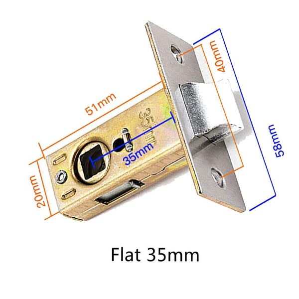 2 Pcs 35mm Flat Tubular Mortice Latch Stainless Steel Door Latch Sprung Lever Door Handles