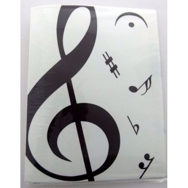 Music Themed 20 Pockets Plastic Folder Display Book Soft Cover – White Treble Clef Design