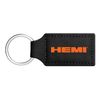 HEMI Powered in Color Rectangular Black Leather Key Chain Key-Ring