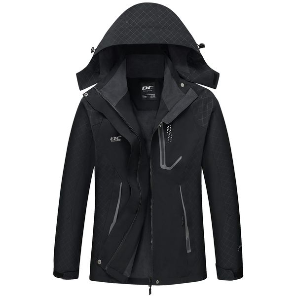 Diamond Candy Women's Waterproof Rain Jacket with Hood Lightweight Outdoors Raincoat Black