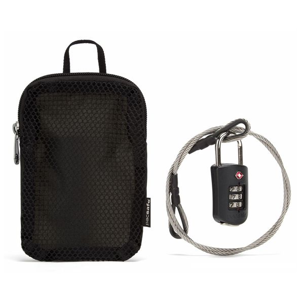 pacsafe Prosafe 1000 Combination Lock with Steel Cable Black, Black, Prosafe 1000 Combination Lock with Steel Cable