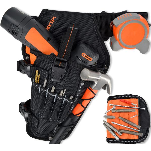 3-In1 Drill Holster Set w/Strong Magnetic Wristband & Solid 2 inch Belts for Men, Drill Holder, Tool Belt Drill Holder, 12v Power Tool Holster, Impact Holster, Impact Holder, Magnetic bit Holder