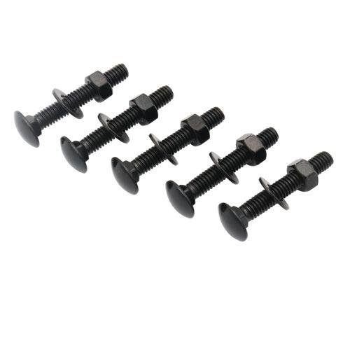 SCXCLY 10 Sets Carriage Bolts Screws, (5/16-18 x 2") Round Head, Square Neck, with (Hex Nuts & Flat Washers), 304 Stainless Steel, Galvanizing (Black)