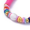 Pink Polymer Clay Beads Stretchable Bracelet for Girl/Wman