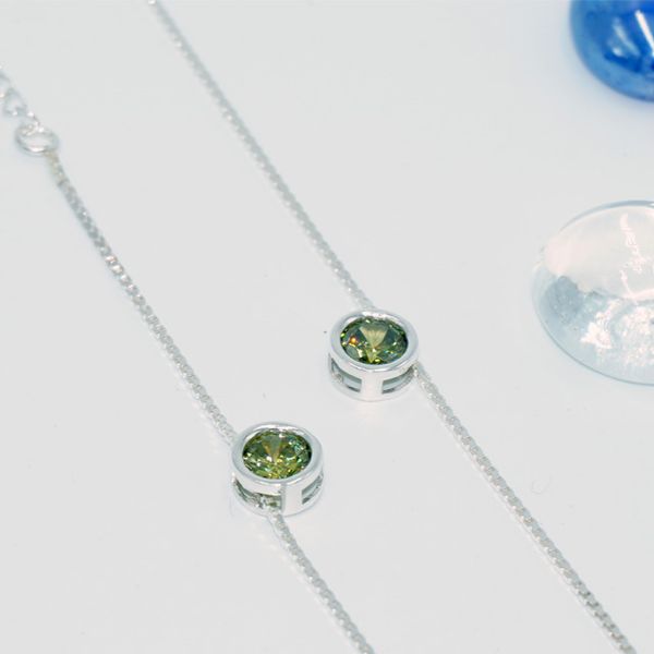 Green Bezel Bracelet (Peridot Green, 925 Silver, bracelet)