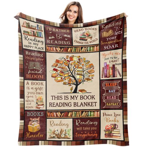 Book Lovers Gifts - Cozy Reading Blanket 60"x50", for Book Lovers Women, Readers & Librarians, Soft Fleece Throw, Ideal Book Club Gift & Reading Accessories for Reading Lovers