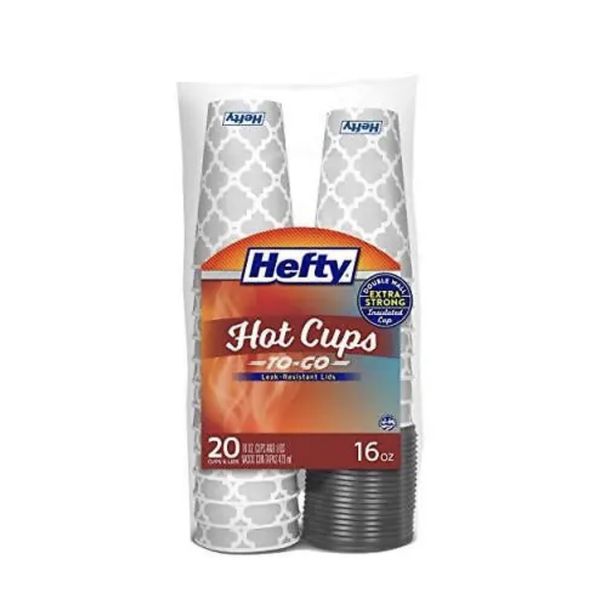 Hefty Disposable Coffee Cups with Lids - 16 Ounce, 20 Count 1 NEW SHIPS SAME DAY
