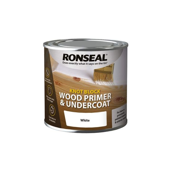 Ronseal Knot Block Wood Primer and Undercoat White 250ml