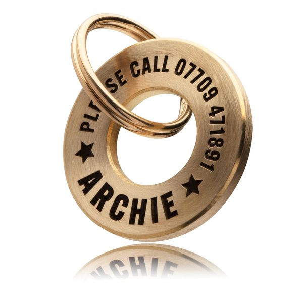 UKR Designs Solid Brass or Stainless Steel Deep Engraved Dog Tag/Pet ID