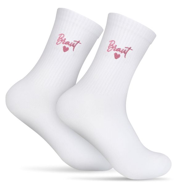 MEJOSER Socken für Braut Herz 36-42 Lustige Hochzeitssocken JGA Accessoires Frauen Geschenk für Hochzeit Hochzeitsgeschenk Tennissocken Brautpaar