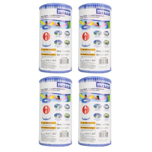 Intex 29000E 8" x 4.25" Type A Easy Set Above Ground Pool Replacement Filter Cartridge or Similar Brand Pool Pumps, (4 Pack)
