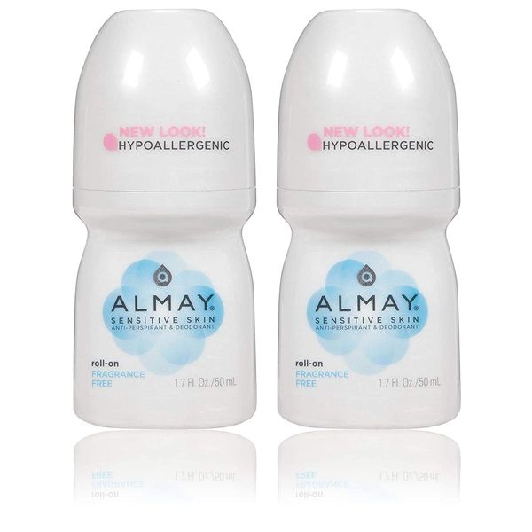 Almay Roll-On Antiperspirant & Deodorant, Fragrance Free - 2pc