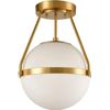 Mid Century Modern Globe Semi Flush Mount Ceiling Light Fixture,White Opal with 