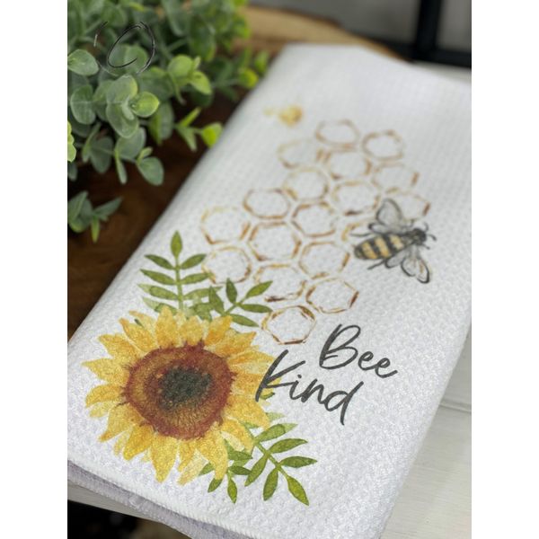 Bee Kind Honeycomb Waffle Weave Tea Towel