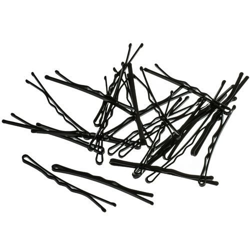HAARallerliebst More Grip Hair Clips Bobby Pins Non-Slip (Pack of 24 | Black | 5 cm) Ultra Hold Thanks to Special Lacquer Including Box for Storage (Box Colour: White)