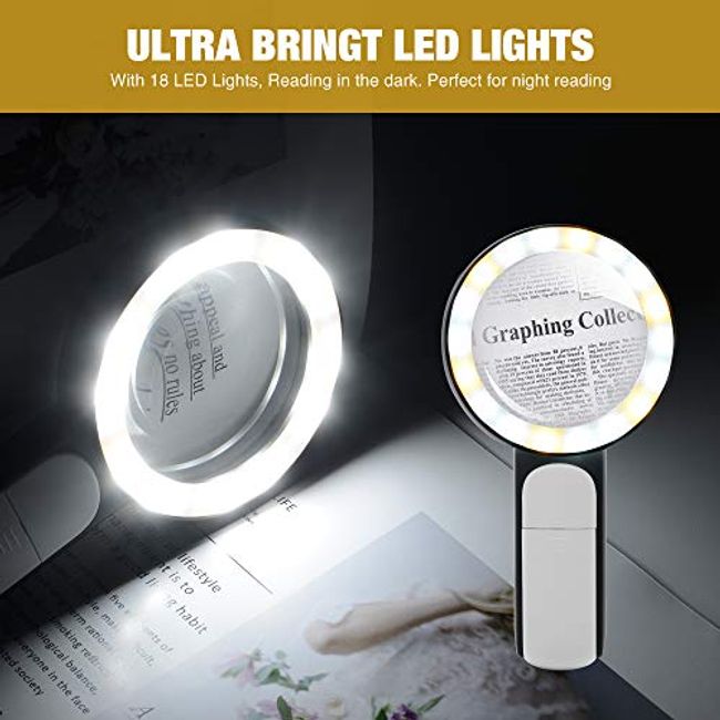 Reading Light, 30x Magnifying Glass With 12 Led Light, Handheld Magnifying  Magnifier, Illuminated Magnifier For Reading, Jewelry, Seniors, Visually Im