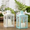 Luminous White Metal Lantern Tea Light Holder Medium -Rustic Home Décor Lantern