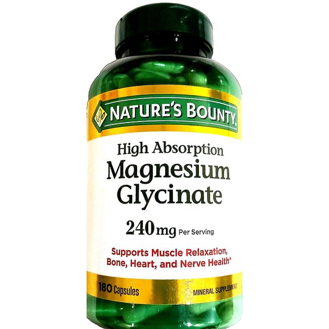 Nature's Bounty Magnesium Glycinate 240 mg Muscle Relaxation 180 ct EXP 10/2026