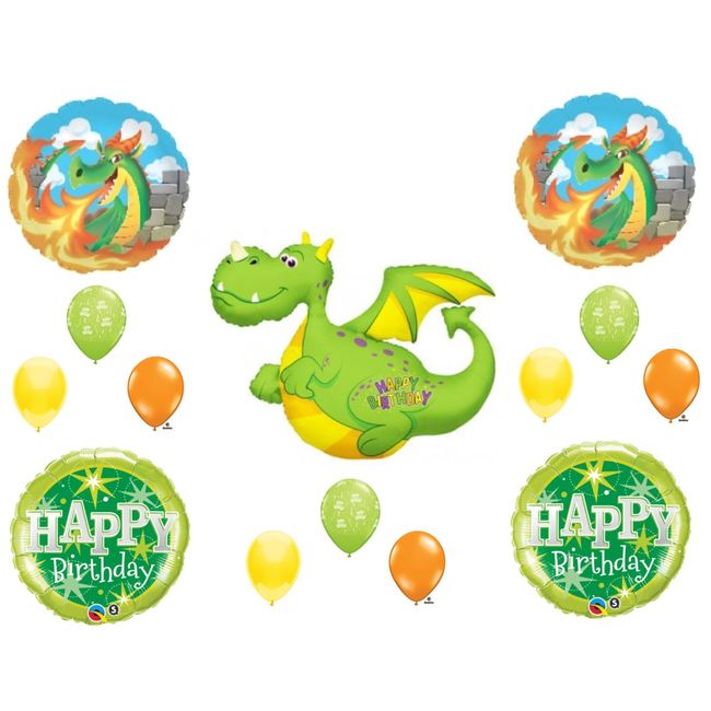 Green Dragon Birthday Party Balloons Decoration Supplies Magic Fire Castle