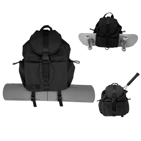 [EKE] Gym Laptop Yoga Tennis Backpack Sports Gift Cute Multi-Purpose Travel Work Swimming Skateboard Badminton Casual Waterproof Women Men Black Daypack Backpack, Black