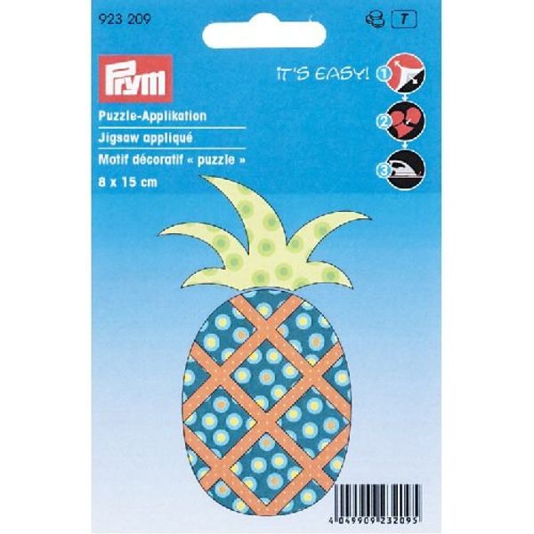 Prym Pineapple Iron-On Application Jigzaw, Polyester, Multi-Colour, 14 x 9.3 x 0.2 cm