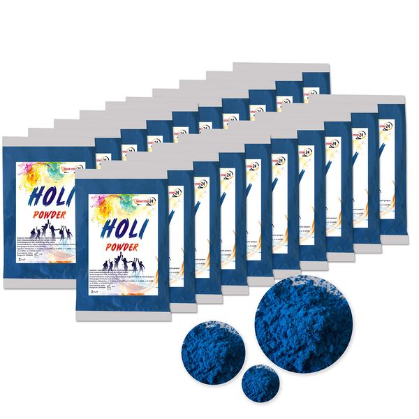 INDIAN STORE 24 20 Bags Holi Gulal Powder Water Soluble Natural Festival Photo Shooting Rangoli Colours Rainbow Powder Holy Colour Bag Glitter Colour Powder Photos (Blue, Blue)