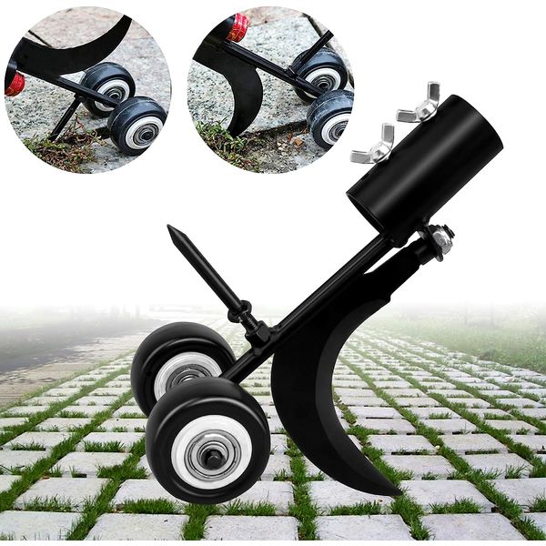 Miyobing Crevice Weeding Tools with Wheels, 2 in 1 Hook Weed Remover Tool, Sidewalk Crack Weeder Crevice Weeding Tool, Stand Up Weeding Tools for Garden Patio Backyard Lawn Sidewalk Driveways Weeds