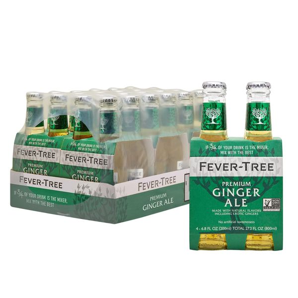 Fever Tree Ginger Ale - Premium Quality Mixer - Refreshing Beverage for Cocktails & Mocktails. Naturally Sourced Ingredients, No Artificial Sweeteners or Colors - 200 ML Bottles - Pack of 24