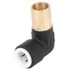 Radiator Valve Reducer Elbow Compression 15mm x 10mm Push Fit Black x2 (Pair)