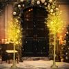 3PCS Lighted Birch Tree,4FT 6FT 8FT Birch Tree w/Fairy Lights Home Holiday Decor