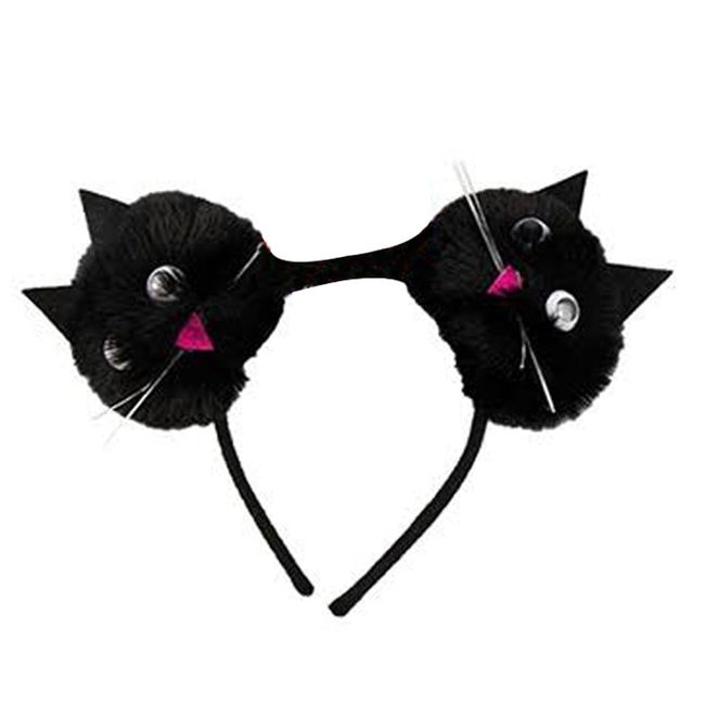 SPTON Halloween Headband Pom Pom Hair Wear Costume Hats Women Headband Creepy Hair Clip Girls Head Boppers Ghost Hair Hoop Halloween Party Headwear Hair Accessories Black