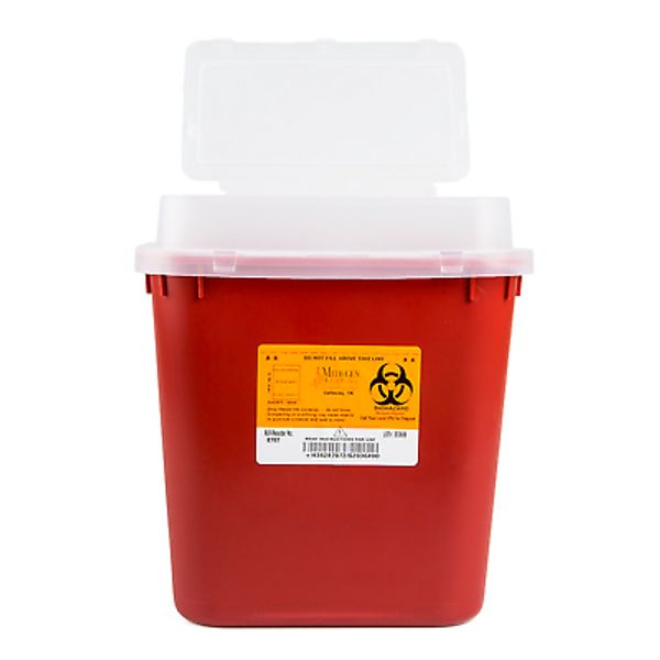 Medegen Stackable Biohazard Sharps Container, 2 Gallon Capacity - Pack of 1