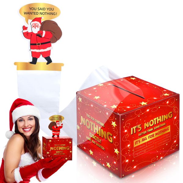 Shappy Christmas Gag Gift Funny Gifts Nothing Prank Box Christmas Money Box for Cash Gift Pull Useless Box Gag Gift Box Joke Gifts Nothing Prank Gift Box for Friends Family