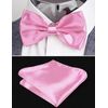 Alizeal Mens Solid Pre-tied Party Adjustable Bow Tie, Cummerbund and Pocket Square Gift Set, Pink