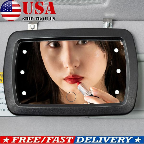 LED Lighted car sun visor vanity mirror universal clip-on Make up Sunshade Light