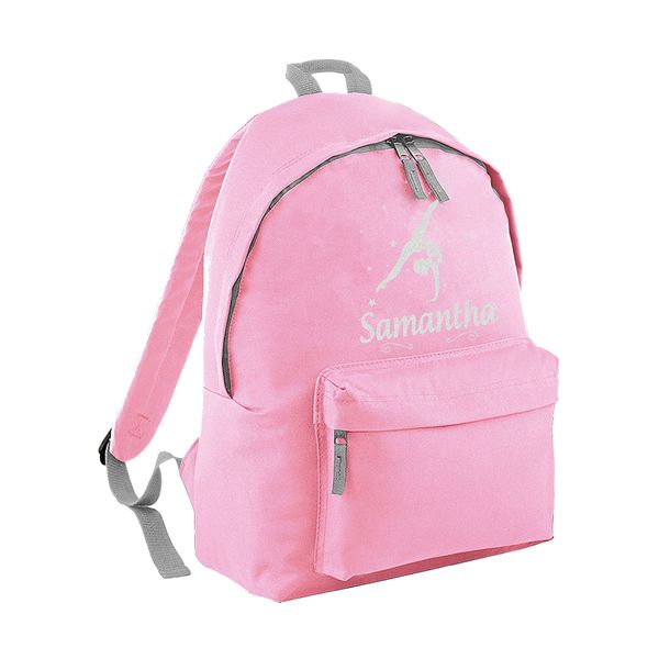 Personalised Name Gymnast Gymnastics School Adjustable Backpack Rucksack Bag (Pink)