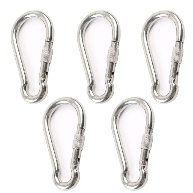 5pcs 304 Stainless Steel Carabiner Buckle with Nut 304 Stainless Steel Spring Hook Key Holder Multi-Function Clasp Outdoor Travel Supplies Nut Fastening Clasp ( Please Note!Seller ID: SSStwo.All other sellers are poor and sold without the included nuts)