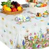3 Pcs Easter Tablecloth Rectangle Plastic Bunny Eggs Table Cover Floral Table...