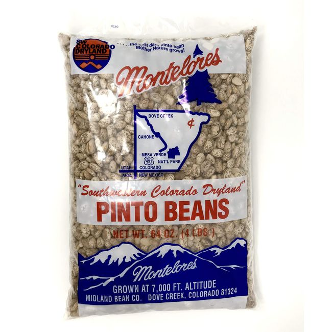 Montelores - Southwestern - Dove Creek Colorado Dryland Pinto Beans- 4 Pound Poly Bag