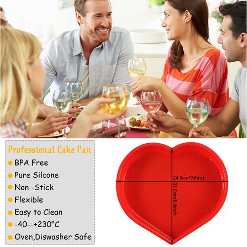 OMDBAGD Heart Silicone Cake Pans - Non-Stick, Reusable Molds for Cheesecake, Brownies & More - Perfect for Valentine's Day (1 Pack)