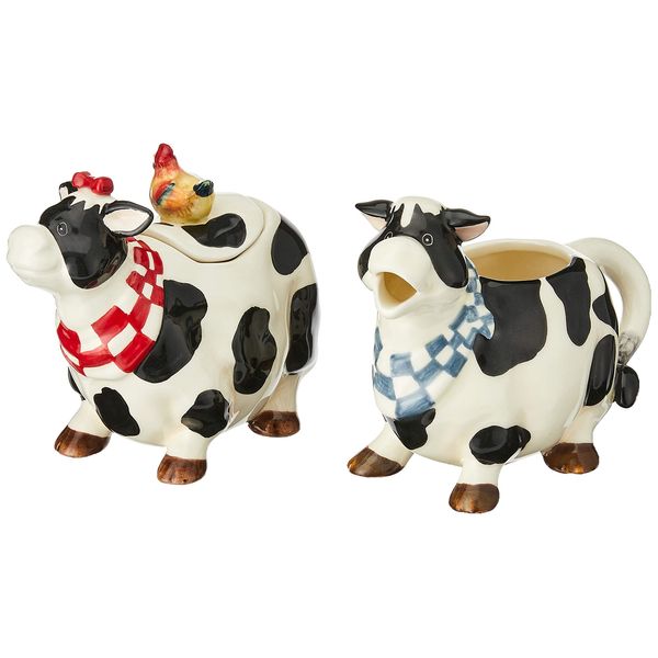 Appletree Design Barn Yard Cow Sugar and Creamer Set, 4-3/8-Inch, 4-1/2-Inch