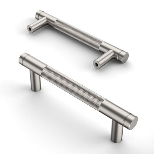 Asidrama 10 Pack 3.75 Inch(96mm) Brushed Satin Nickel Cabinet Pulls Knurled Cabinet Handles Cupboard Handles Kitchen Cabinet Hardware for Cupboard Drawer Pulls