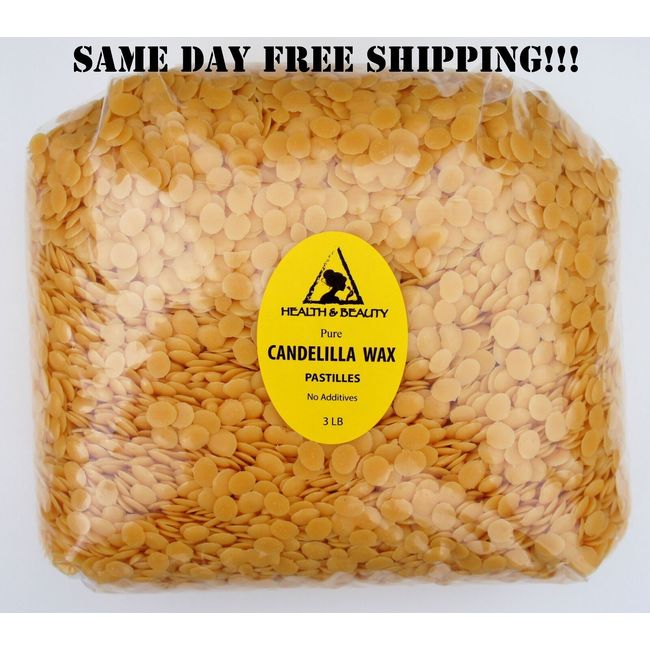 CANDELILLA WAX FLAKES ORGANIC VEGAN by H&B Oils Center PASTILLES PURE 48 OZ 3 LB