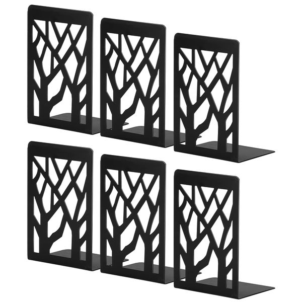 Book Ends, Bookends, Book Ends for Shelves, Bookends for Shelves, Bookend, Book Ends for Heavy Books, Book Shelf Holder Home Decorative, Metal Bookends Black 3 Pair, Bookend Supports, Book Stoppers