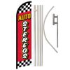 Auto Stereos Full Curve Windless Swooper Flag & Pole Kit Car Sound System RD/BL