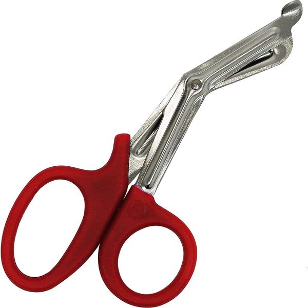 ABE First Aid Tuff Cut Utility Scissors 7.5'' Stainless Steel Medical Bandage Scissors EMT Shears for Emergency Supplies (Red)