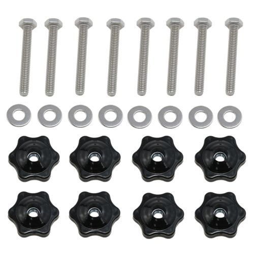 Meuey Lyot T Type Track Knob Kit Stainless Steel Screws 1/4-20 x 1-1/2 "and Black hex Hand Nuts and 1/4 "Stainless Steel Flat washers 8set (1/4-20 x 2 and 1/4")